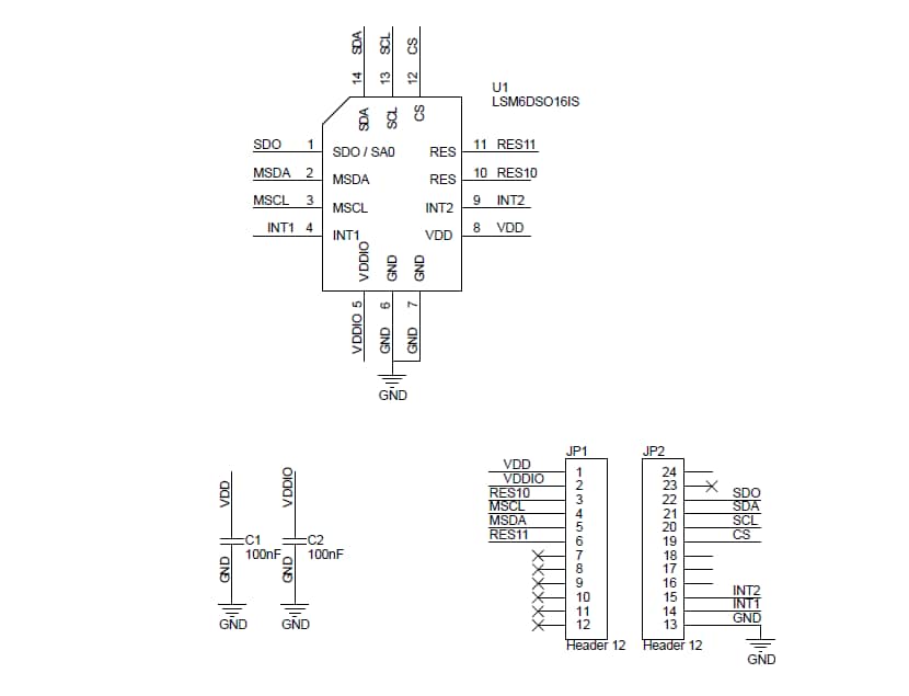 原理图 - STMicroelectronics STEVAL-MKI222V1适配器板